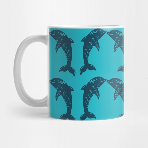 Cute Dolphins On Turquoise by SharksOnShore